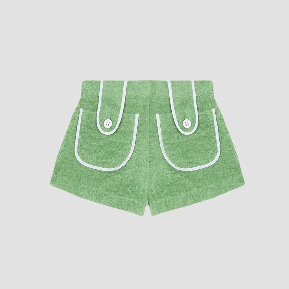 LA VESTE green terry cloth shorts size Small - Picture 2 of 2